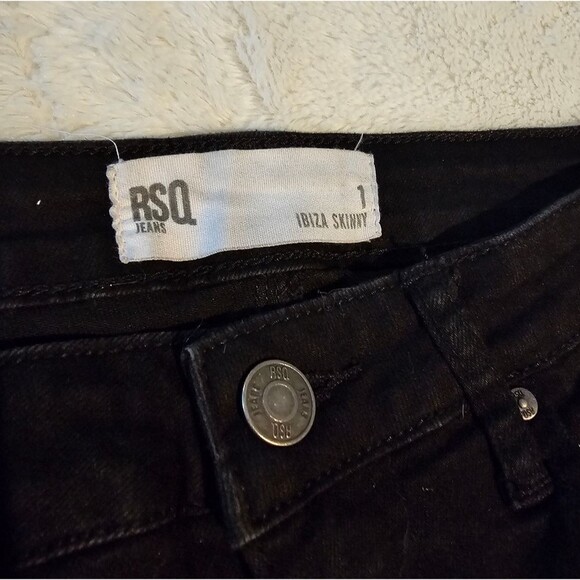RSQ Ibiza Skinny Jeans Distressed, Ripped Black, Junior Size 1 - Picture 5 of 5